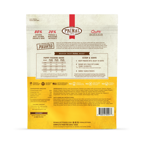 Primal Frozen Raw Scoopable Pronto Dog Food Puppy Recipe