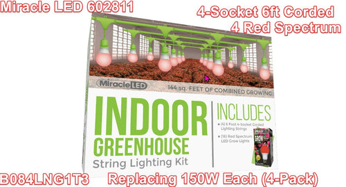 Miracle LED Greenhouse In a Box - Ultra Grow 4-Socket LED Grow Light Kit