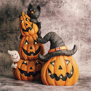 A Cheerful Giver Ghost Cat Pumpkin Stack