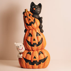 A Cheerful Giver Ghost Cat Pumpkin Stack