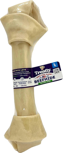Treatly 100% USA Beef Hide Bone Banded Natural