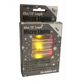 LED Christmas Light Set, Multi Micro/Silver Wire, Battery-Operated, 40-Ct.